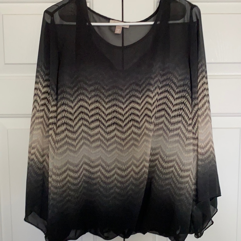 Black top with multi-colored hombre print